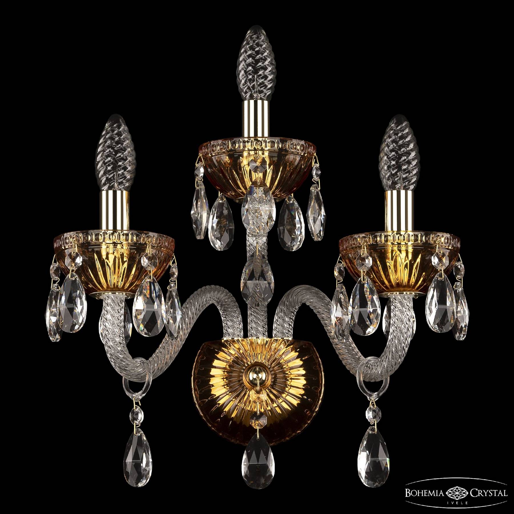 5417B/2+1/165 G Amber/M-1G Настенное бра Bohemia 5417 5417B/2+1/165 G Amber/M-1G