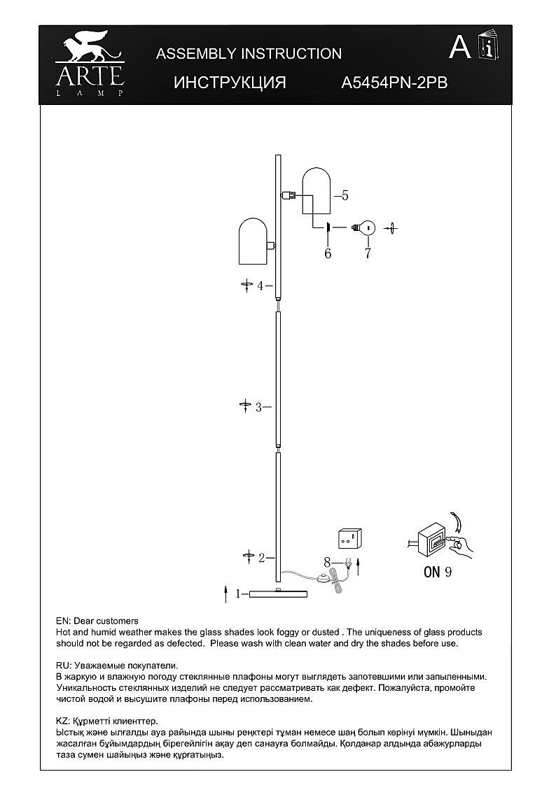 A5454PN-2PB Торшер Arte Lamp Cassel A5454PN-2PB