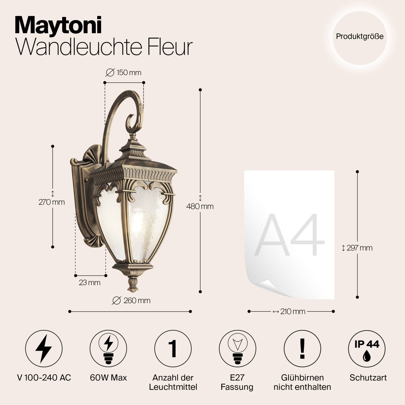 O414WL-01GB Уличный настенный светильник Maytoni Fleur O414WL-01GB