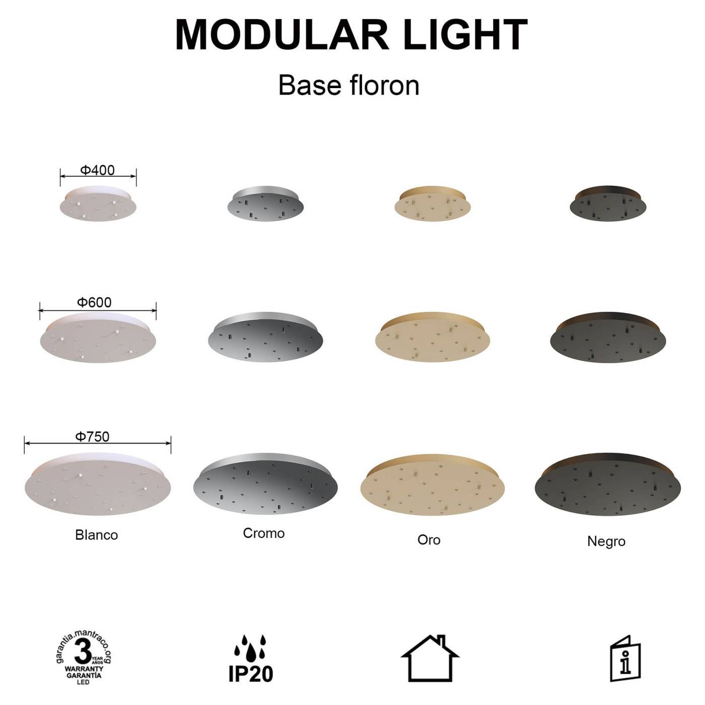 9372 Основание потолочное 14L MODULAR LIGHT FLORONES
