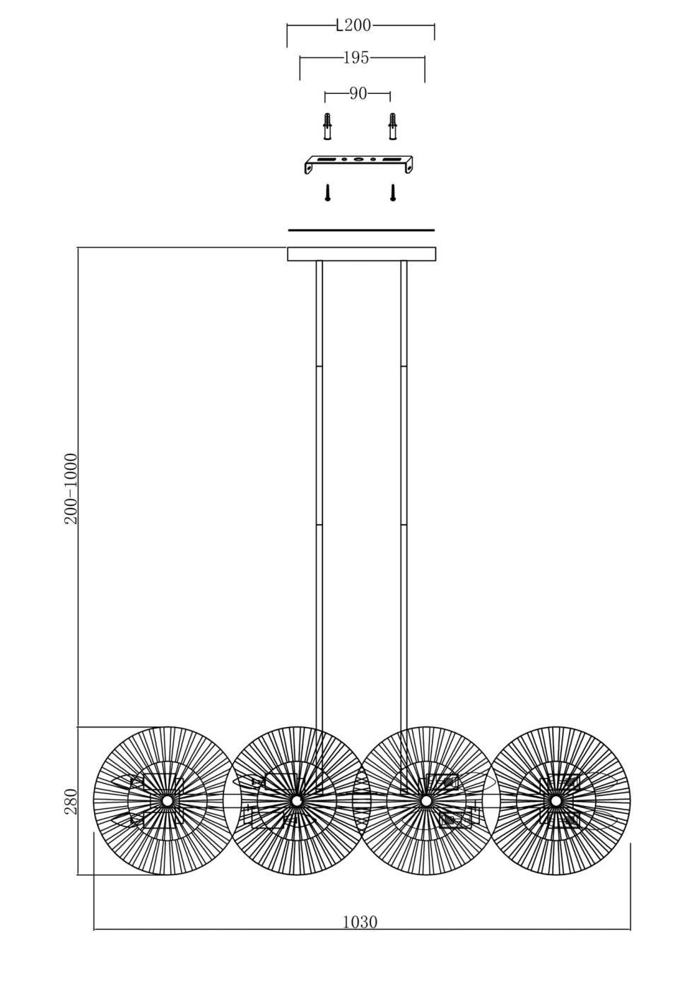 Люстра на штанге Maytoni Aster MOD007PL-08G1