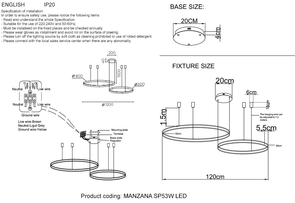 MANZANA SP53W LED BLACK Подвесная люстра Crystal Lux Manzana MANZANA SP53W LED BLACK