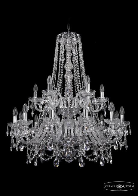 Подвесная хрустальная люстра 1411 Bohemia 1411/12+6/300/h-93/2d Ni