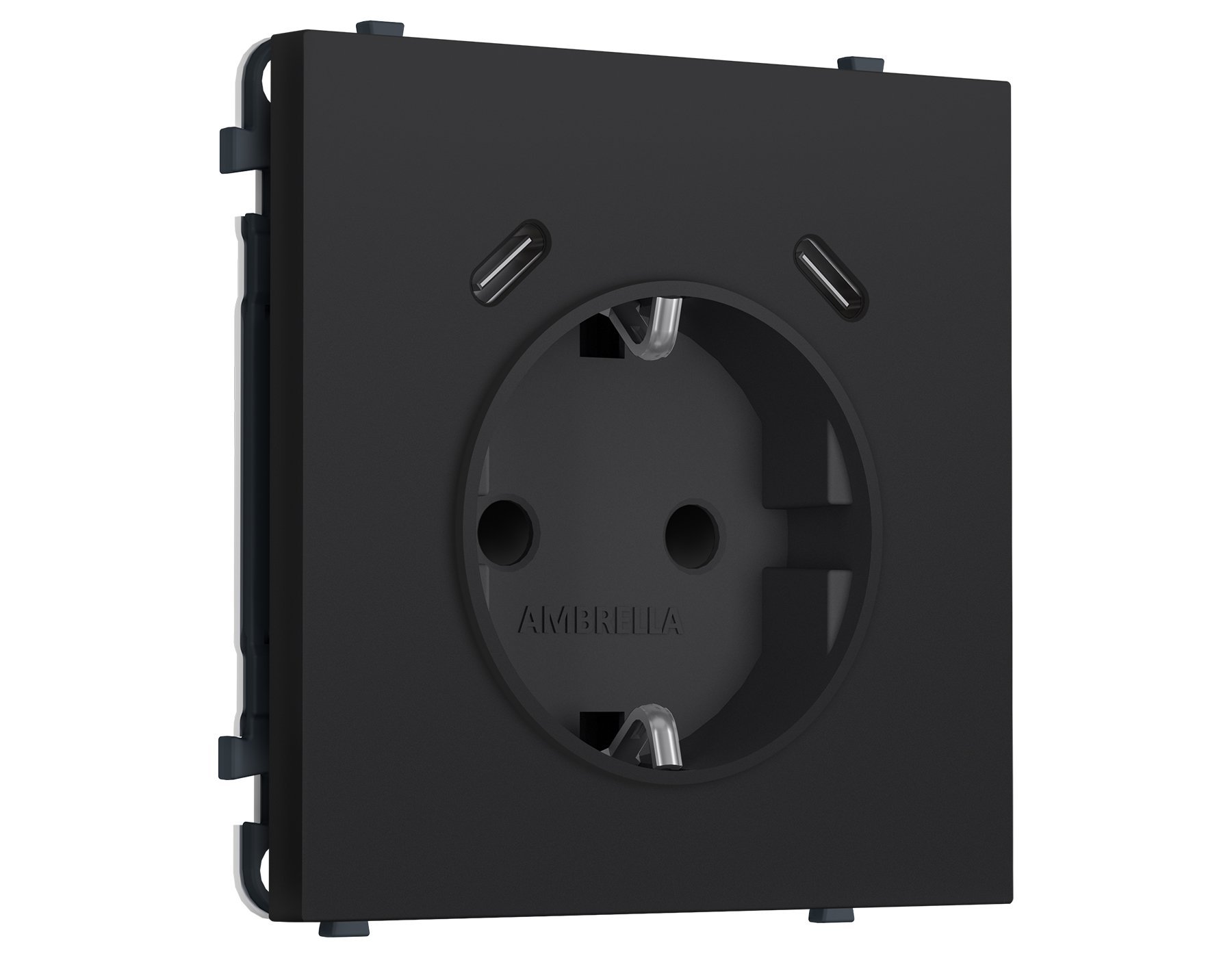 MS990510 MS990510 Комплект механизма электрической розетки SIGMA Черный Мягкое касание 2USB С+C 20W (быст. зар.) с/з с/ш 16A-250V QUANT PRO (SP9905, PR165)
