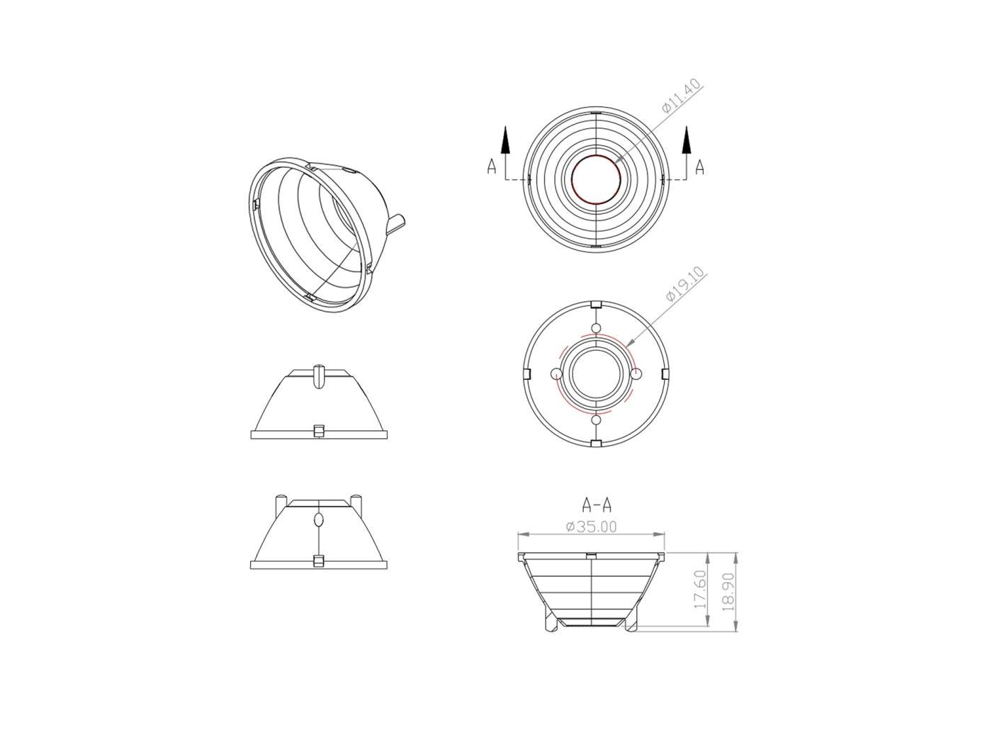 Рефлектор 23° для спотов TL3P 10Вт, RL-TL3P10-23, SWG PRO 00-00022690