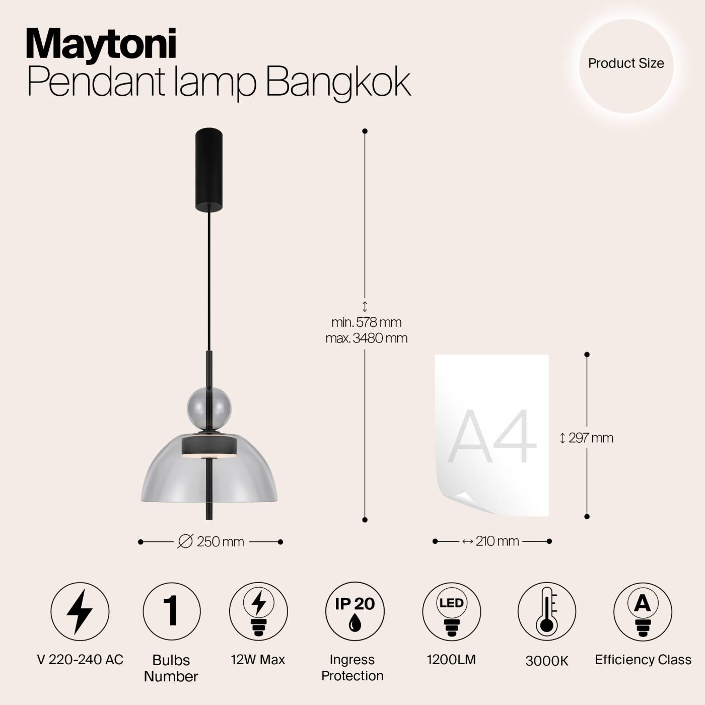 MOD185PL-L11B3K1 Светильник подвесной Maytoni Bangkok MOD185PL-L11B3K1