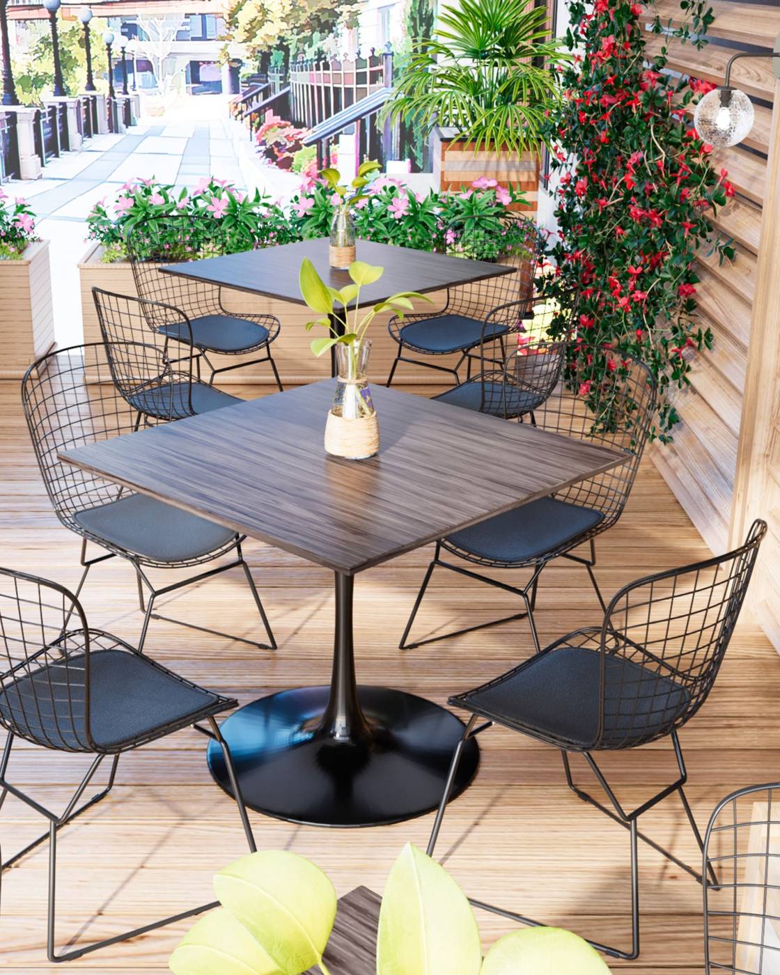 Комплект стульев Stool Group Bertoia BTY-18-P6 BL/BL X4