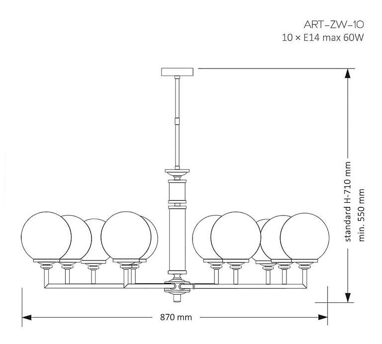 Люстра на штанге Kutek Artu Glass ART-ZW-10(P) G