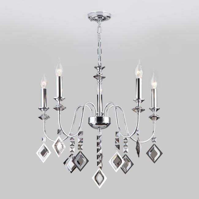 Подвесная люстра Eurosvet Telao 10120/5 хром/дымчатый хрусталь Strotskis Smart (10110/5)