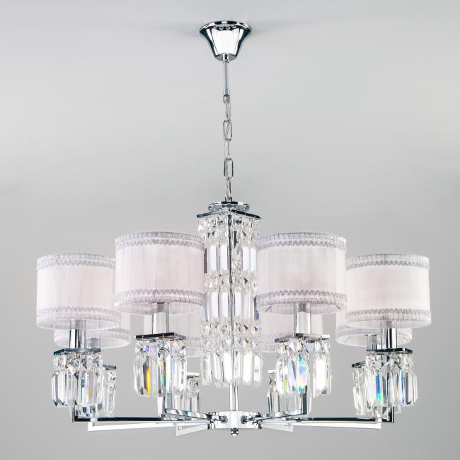 10099/8 хром/прозрачный хрусталь Strotskis Подвесная хрустальная люстра Zaffiro Eurosvet 10099/8 хром/прозрачный хрусталь Strotskis