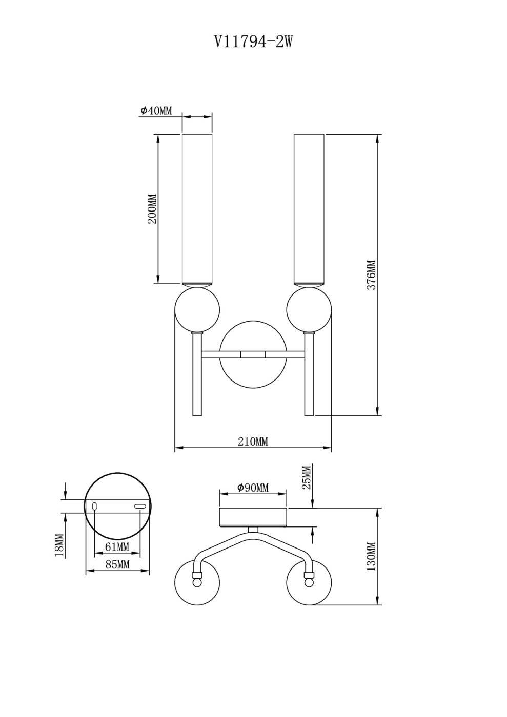 V11794-2W Настенное бра Moderli Illis V11794-2W