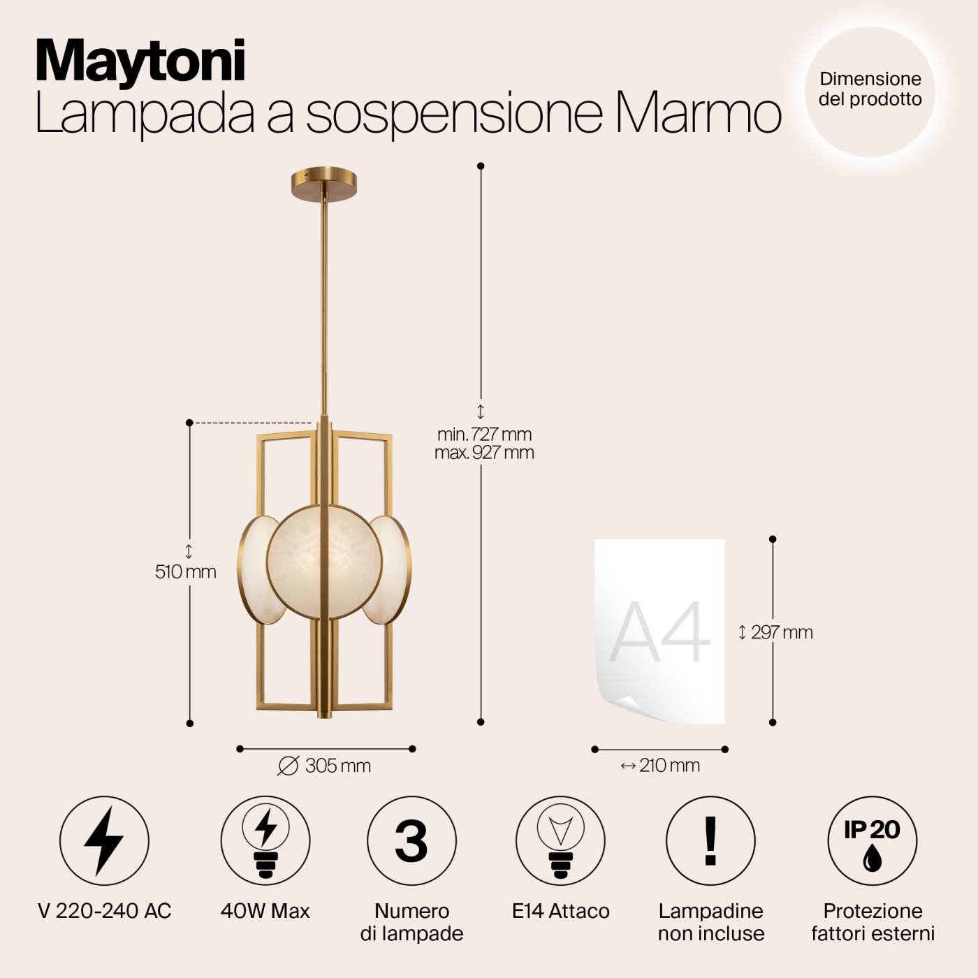 MOD099PL-03G Люстра на штанге Maytoni Marmo MOD099PL-03G