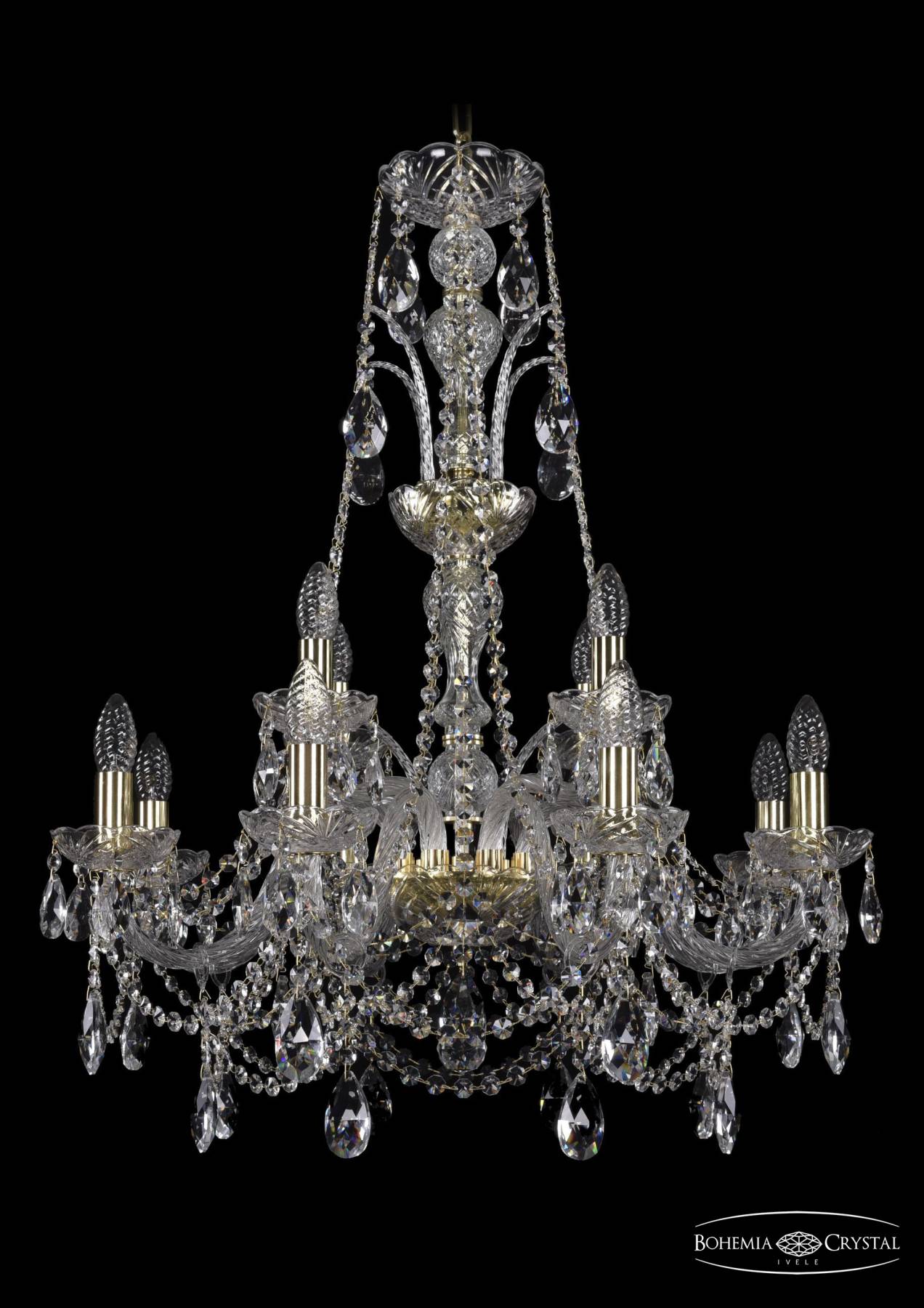 1411/8+4/240/XL-83 G Подвесная хрустальная люстра 1411 Bohemia 1411/8+4/240/XL-83 G