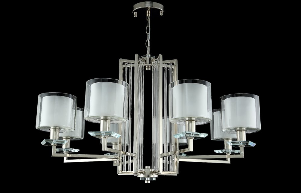 Подвесная люстра Crystal Lux Nicolas NICOLAS SP-PL8 NICKEL/WHITE