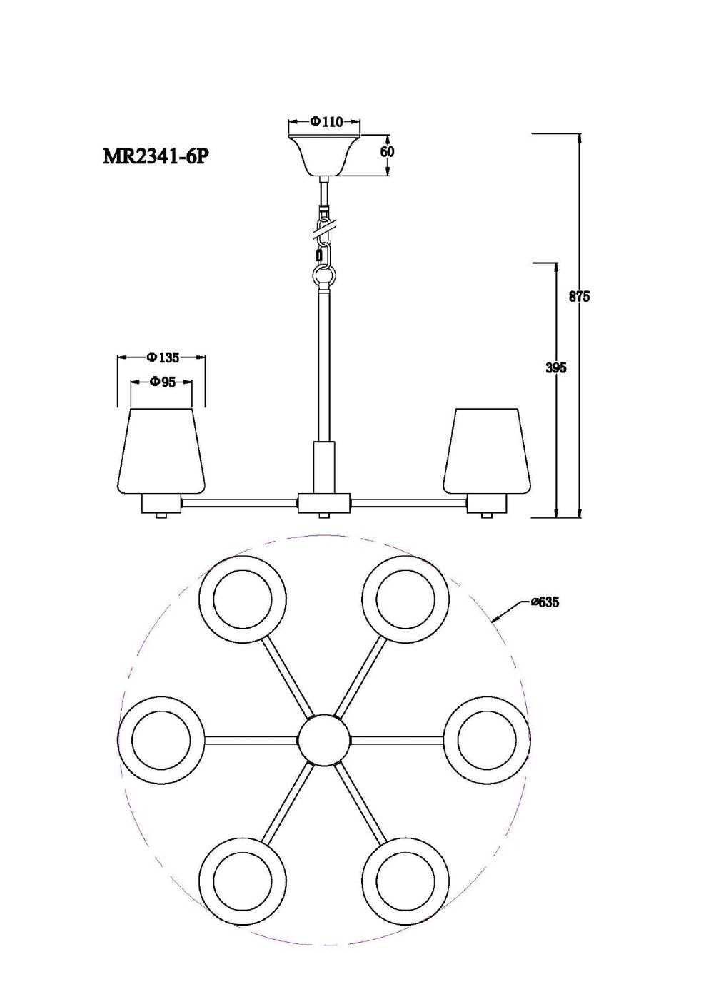 Подвесная люстра MyFar Mark MR2341-6P