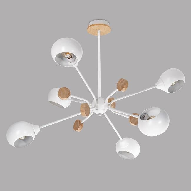 MD.4902-6-S WH+WOOD Потолочная люстра IMEX MD.4902-6-S WH+WOOD