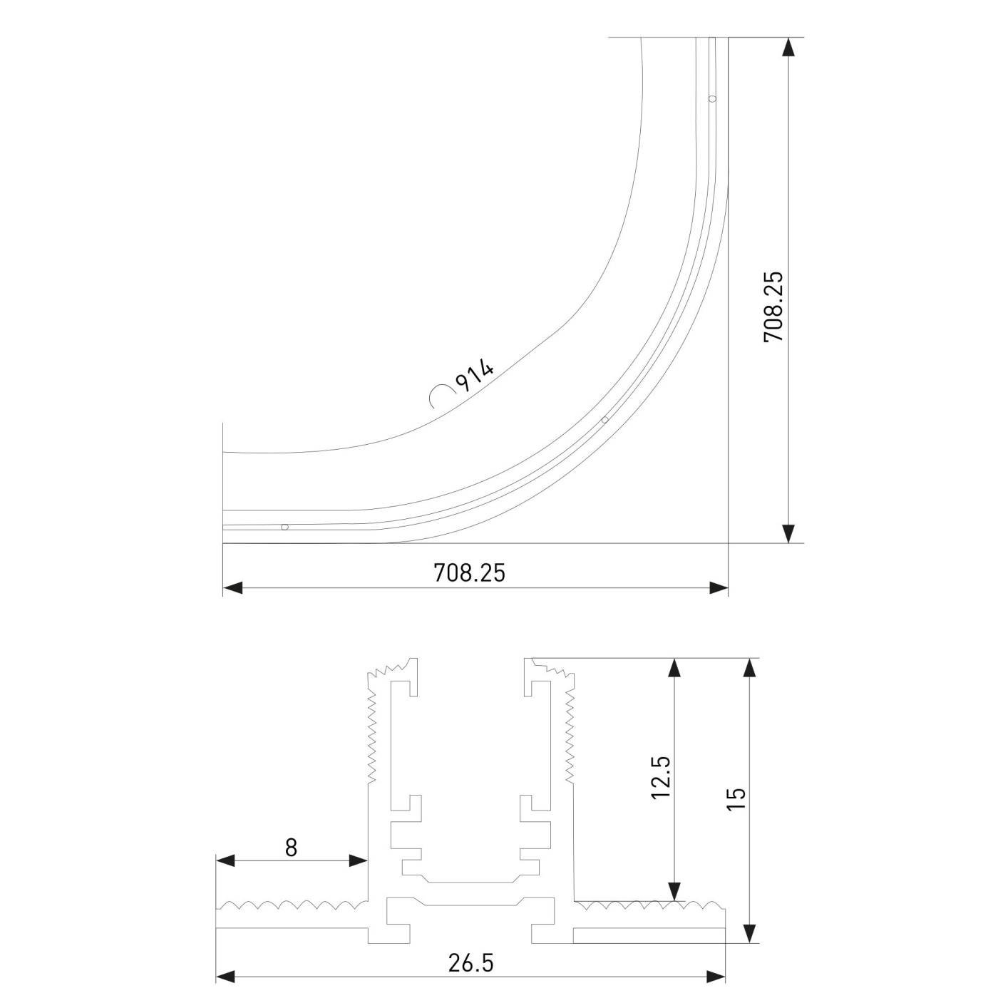 Шинопровод Elektrostandard Mini Magnetic Mini Magnetic Шинопровод под ГКЛ 12,5мм (черный) (1200?) 85221/00