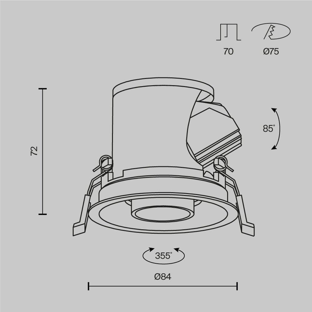 DL127-8W3K-B Встраиваемый светильник Focus LED mini Maytoni DL127-8W3K-B