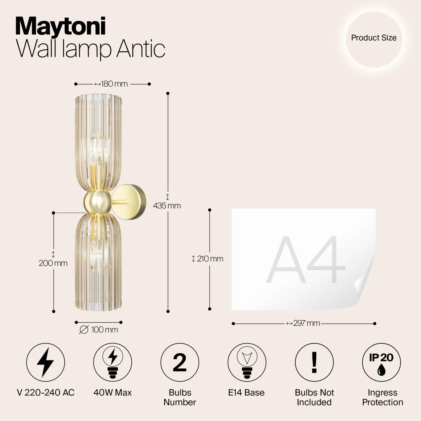 Настенное бра Maytoni Antic MOD302WL-02CG