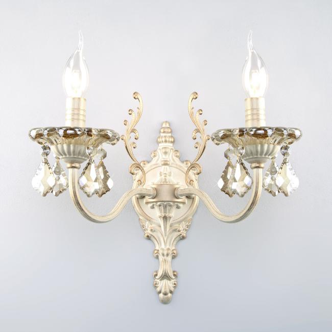 3281/2 белый с золотом/тонированный хрусталь Strotskis Настенное бра Eurosvet Elisha 3281/2 белый с золотом/тонированный хрусталь Strotskis