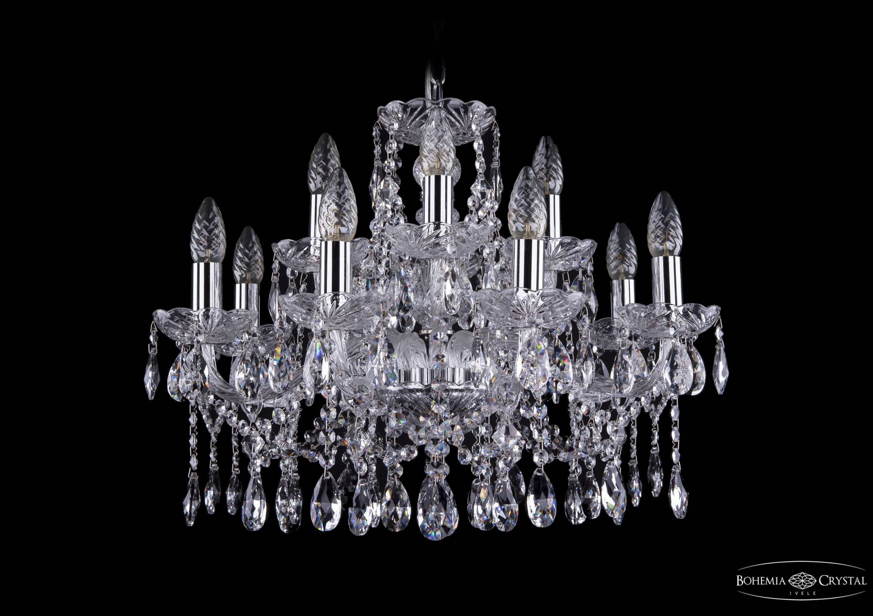 1413/8+4/200 Ni Подвесная хрустальная люстра 1413 Bohemia 1413/8+4/200 Ni