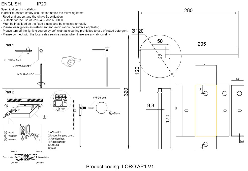 Настенное бра Crystal Lux Loro LORO AP1 V1 BLACK
