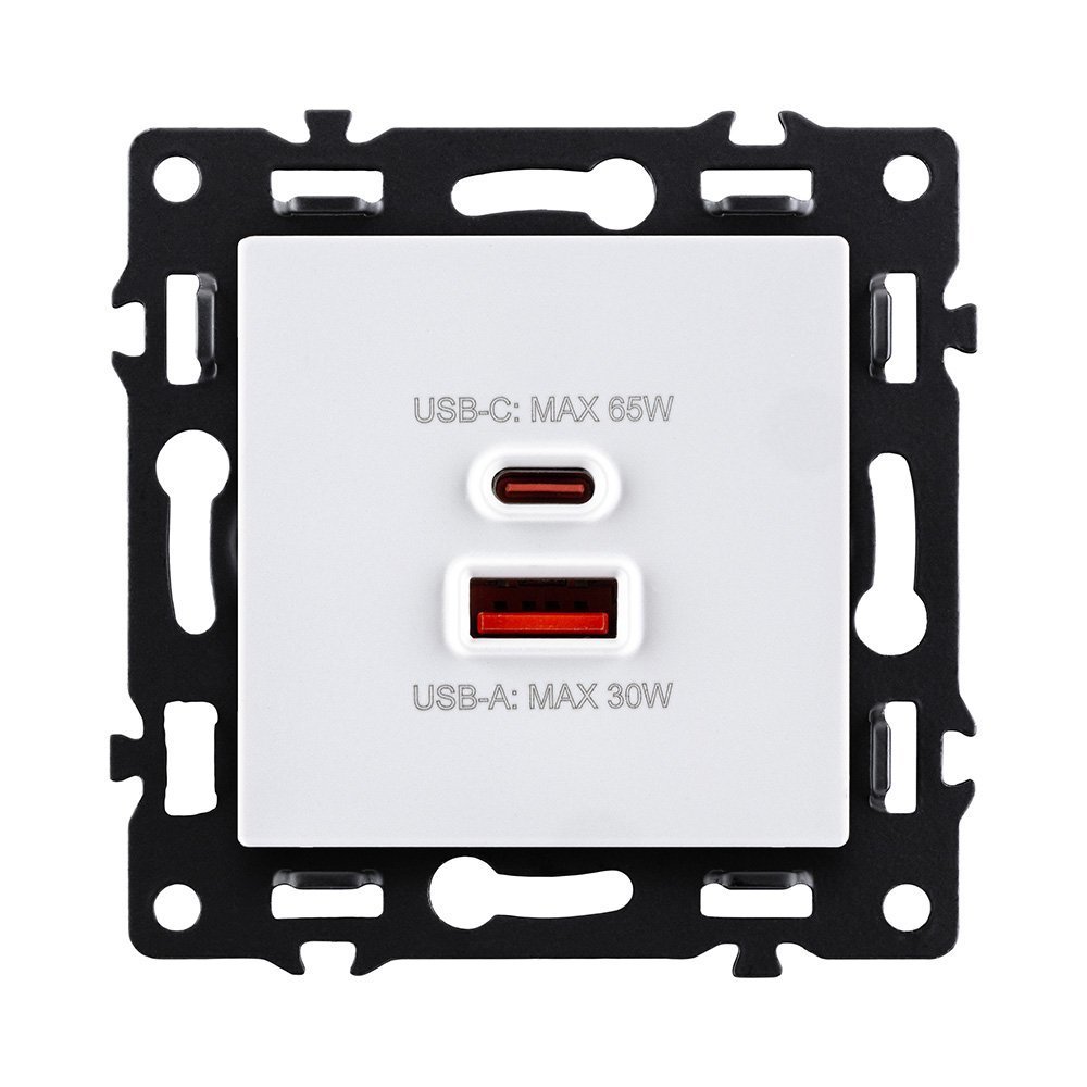 AS-024WH Розетка USB A+C 65W, белый Kollinger Asthetik AS-024WH