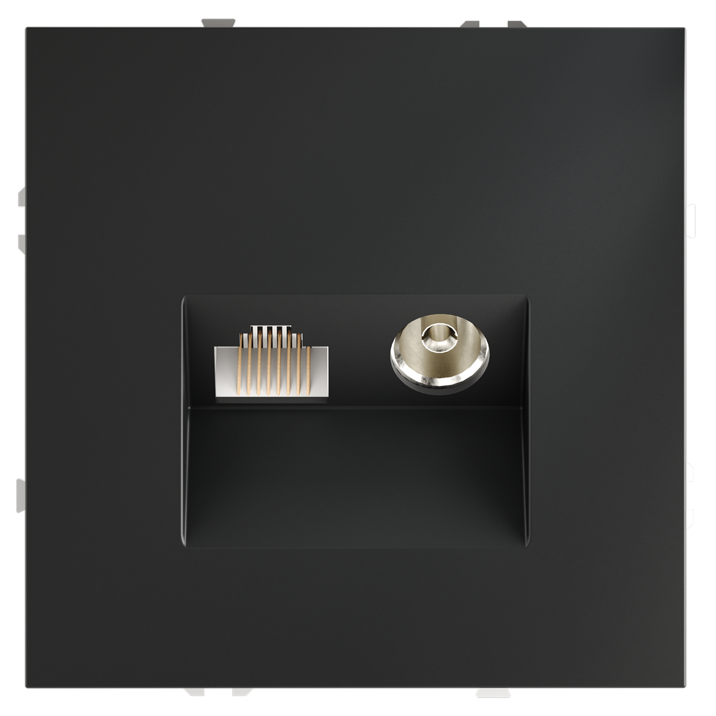 Розетка телевизионная встраиваемая VOLTUM S70 TV+RJ45 кат. 6, (графит)