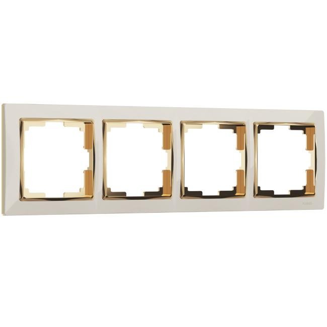 W0041932/ Рамка на 4 поста Snabb (слоновая кость/золото) Рамка Werkel W0041932/ Рамка на 4 поста Snabb (слоновая кость/золото)