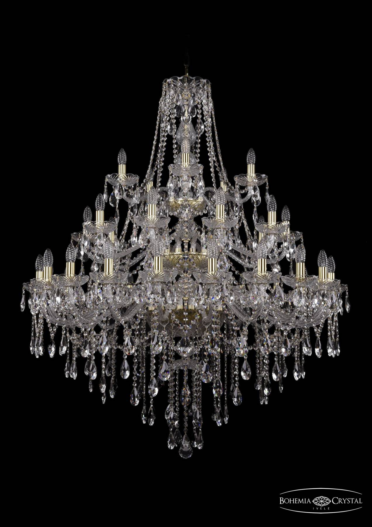 1415/20+10+5/400/3d Ni Подвесная хрустальная люстра 1415 Bohemia 1415/20+10+5/400/3d Ni