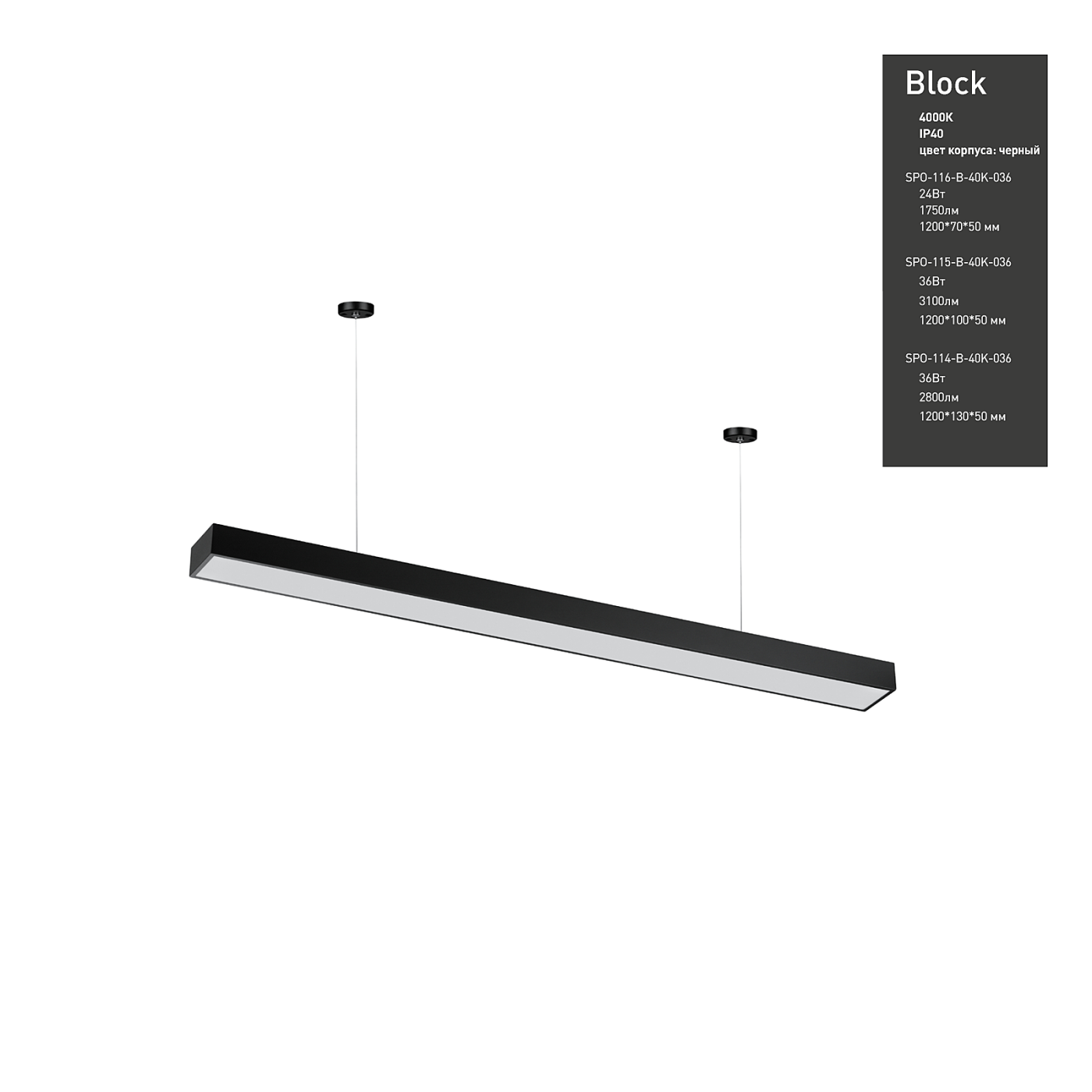 Светильник подвесной ЭРА Block SPO-115-B-40K-036