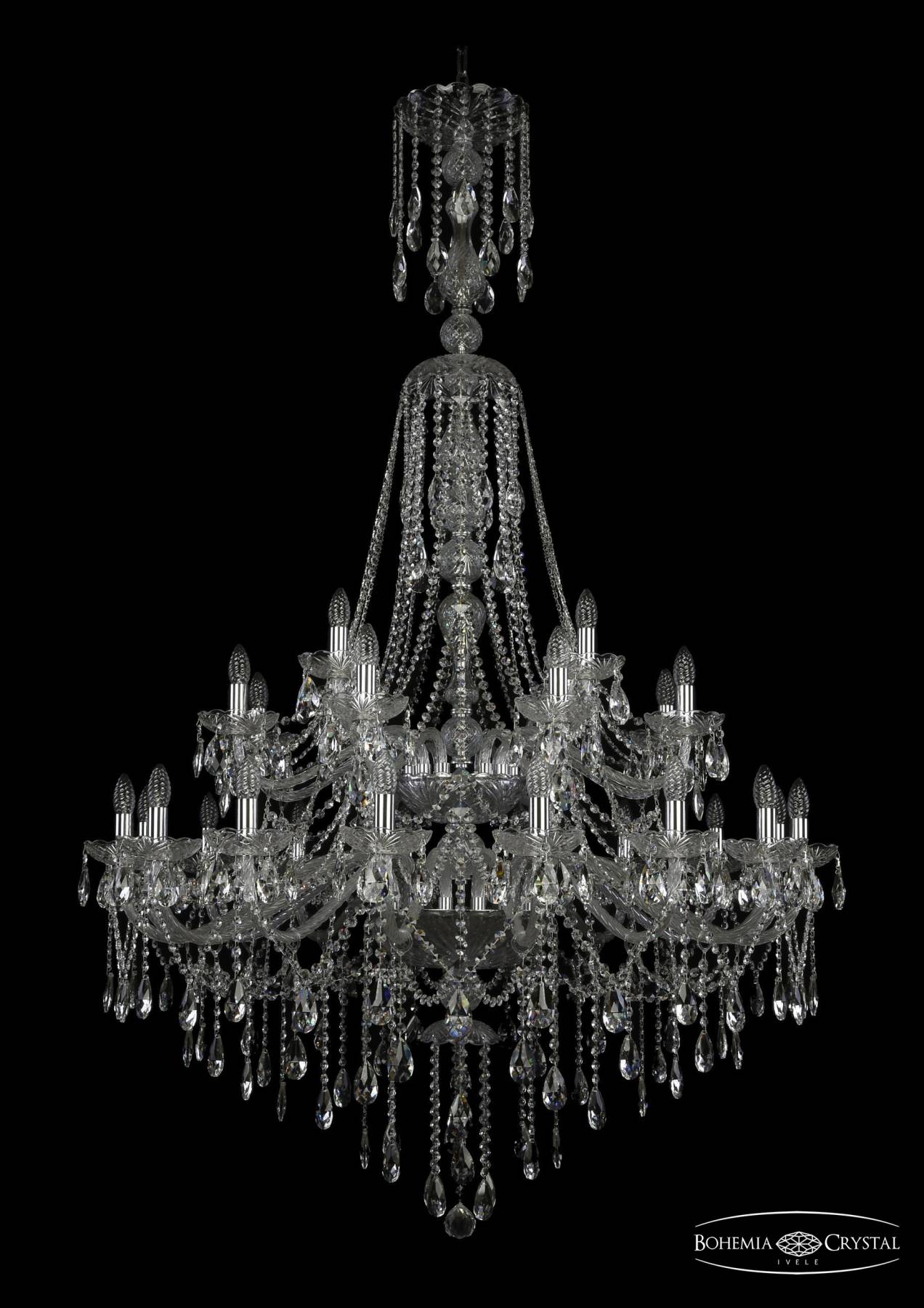 1415/16+8+4/400/XL-185/2d Ni Подвесная хрустальная люстра 1415 Bohemia 1415/16+8+4/400/XL-185/2d Ni