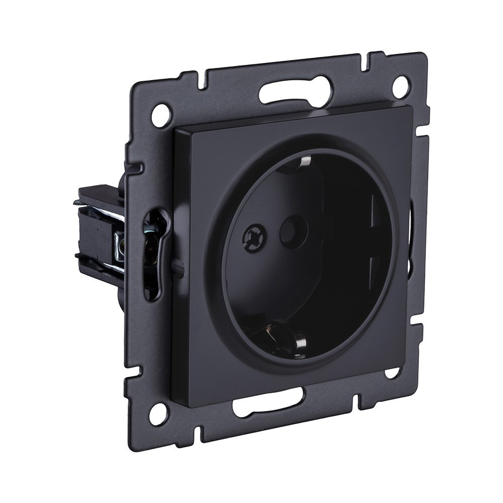 REA-002BM Розетка штепсельная SCHUKO 16A/250 В, черный матовый Kollinger REA-002BM для Aspekt, Eleganz, Reflex