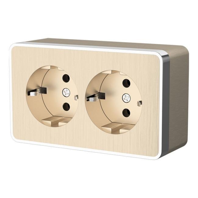 Розетка Werkel W5072110/ Розетка двойная с заземлением Gallant (шампань рифленый)