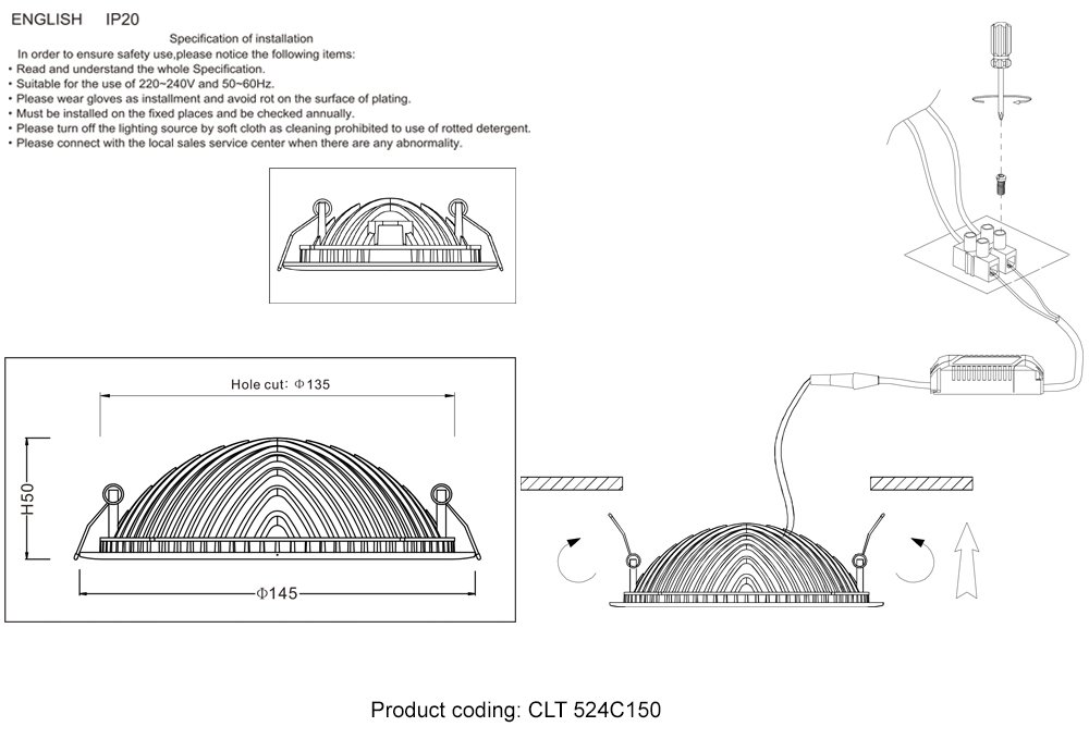 CLT 524C150 WH Встраиваемый светильник Crystal Lux Clt 524 CLT 524C150 WH