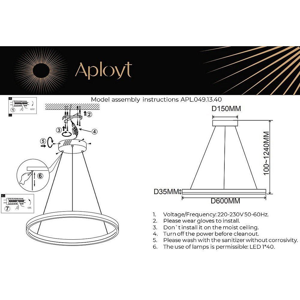 Подвесная люстра Aployt Armel APL.049.13.40