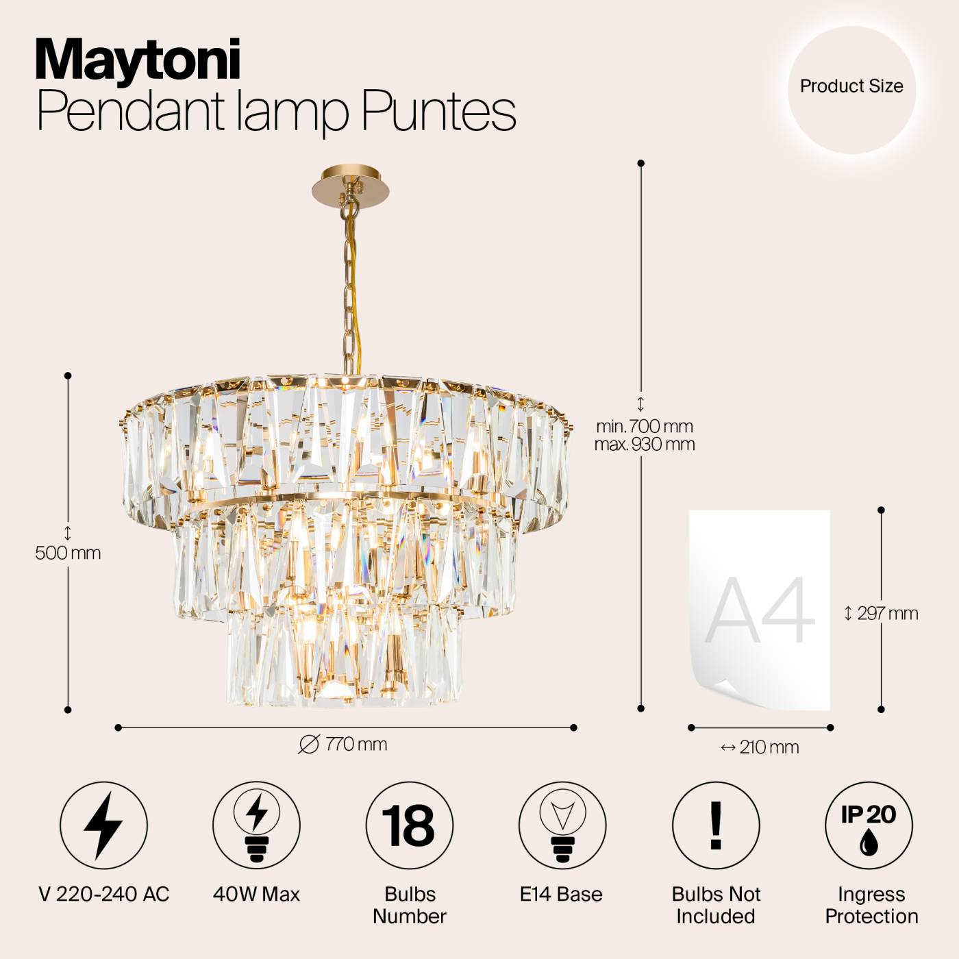 MOD043PL-18G Подвесная люстра Maytoni Puntes MOD043PL-18G