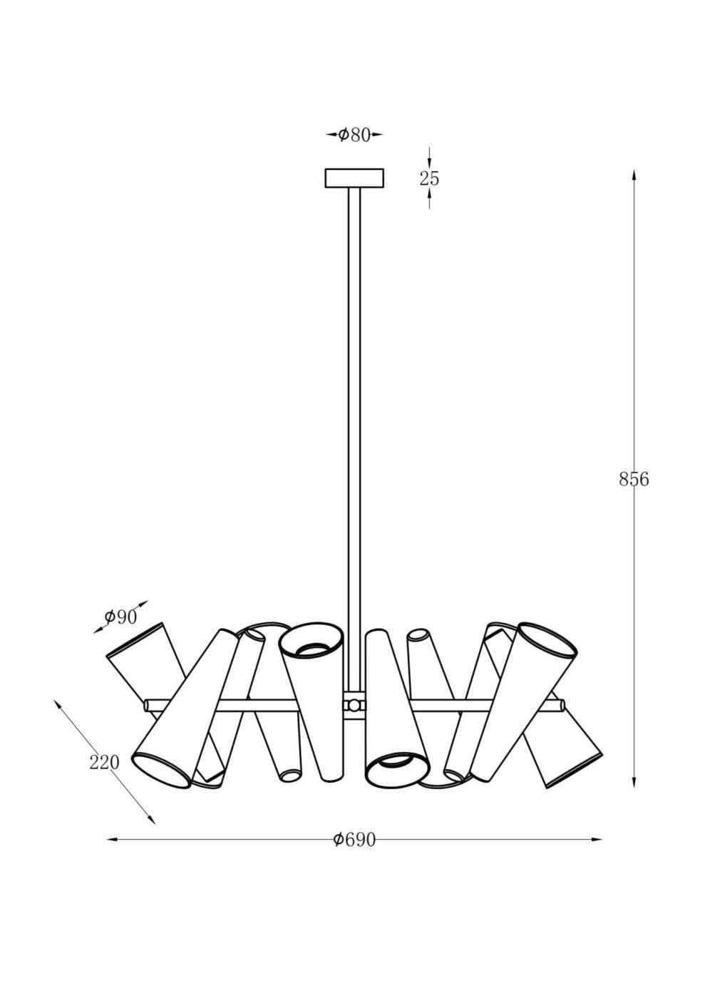 Люстра на штанге Maytoni Giro MOD095PL-10BS