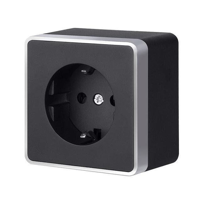 Розетка Werkel W5071134/ Розетка с заземлением и шторками Gallant (черный с серебром)