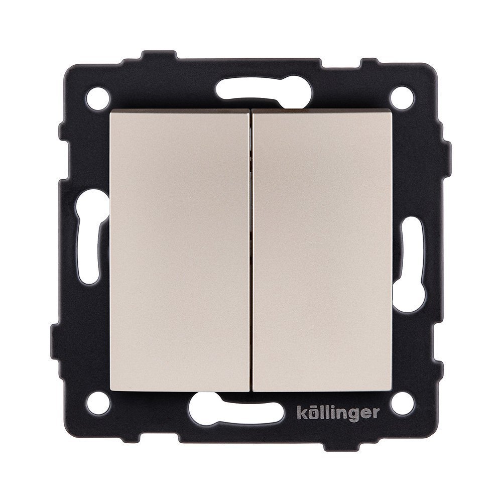 REA-R-007GD Выключатель 2-клавишный 10А/250В, изогнутый, золотой Kollinger REA-R-007GD для Aspekt, Eleganz, Reflex