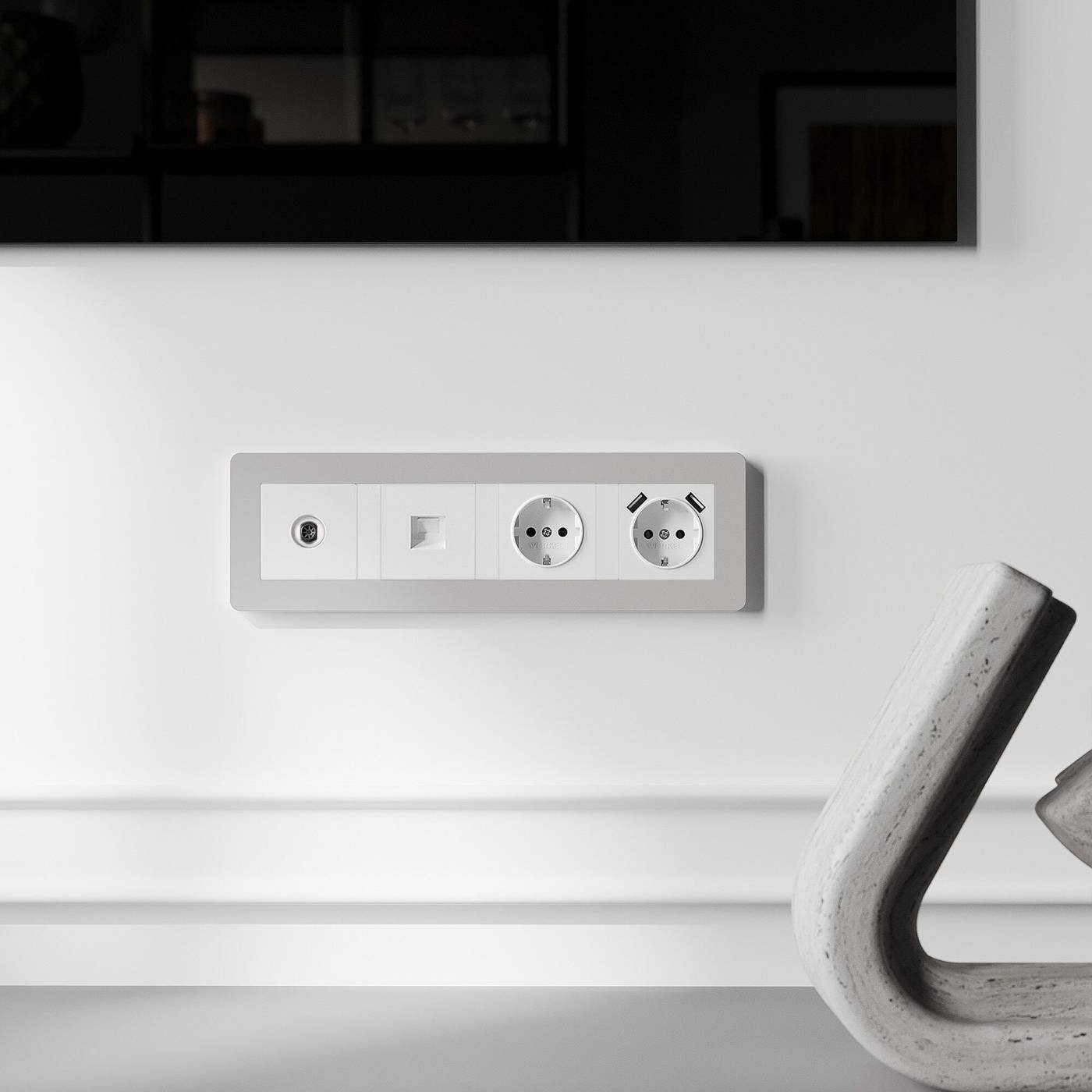 W0043067/ Рамка на 4 поста Split (дымчатый/белый, soft-touch) Рамка Werkel Split дымчатый/белый, soft-touch W0043067/ Рамка на 4 поста Split (дымчатый/белый, soft-touch)