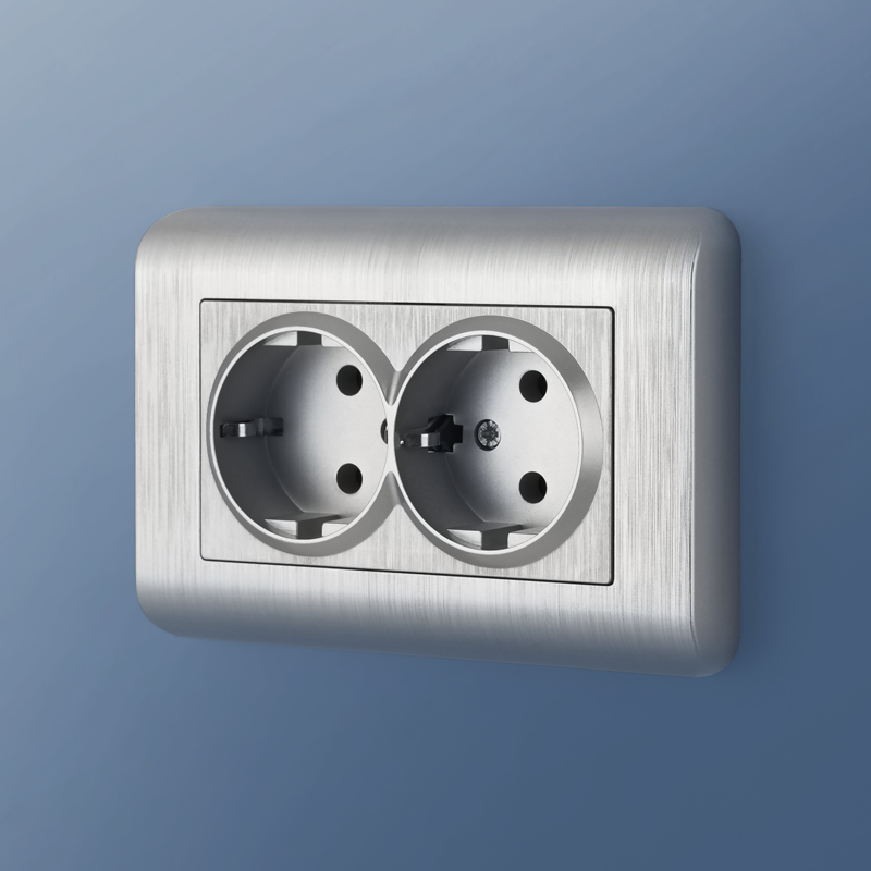 Рамка Werkel W0082106/ Рамка для двойной розетки Stream (серебряный)