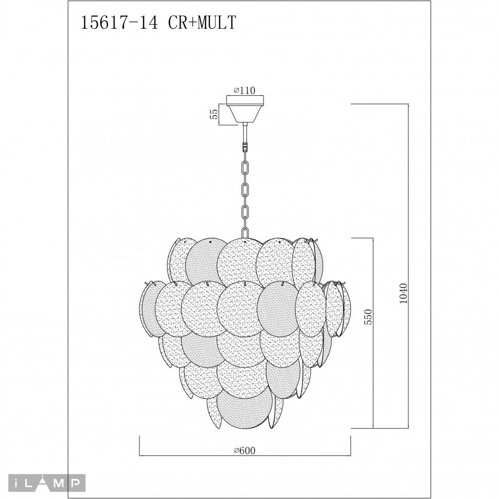 Подвесная люстра iLamp Rivoli 15617-14 CR+MULT