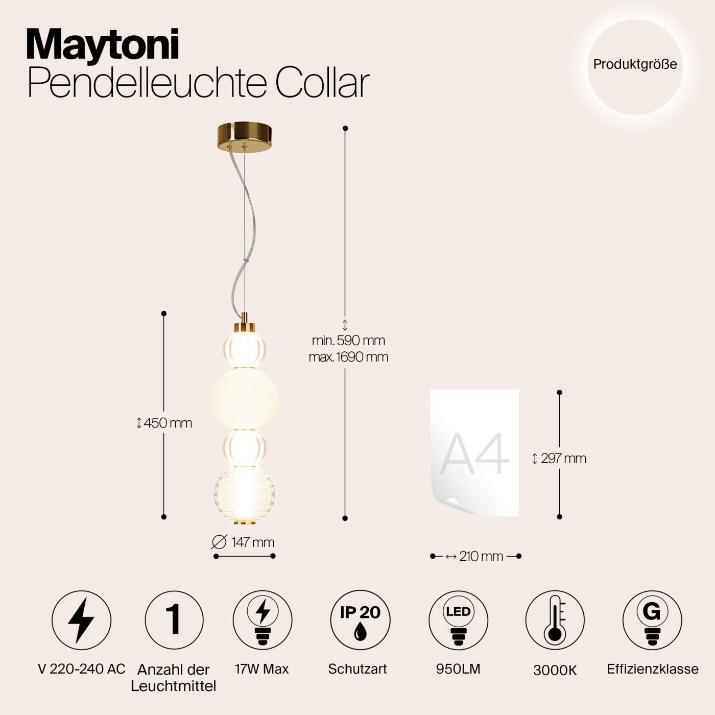 Светильник подвесной Maytoni Collar P069PL-L17G3K