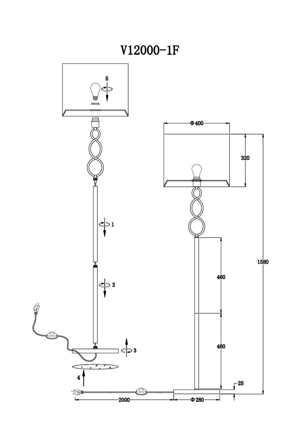 V12000-1F Торшер напольный Moderli V12000-1F