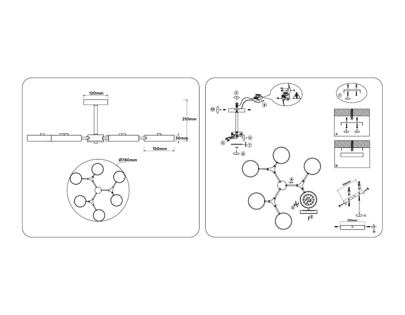 FL516333 Потолочная люстра Ambrella LineTech FL516333