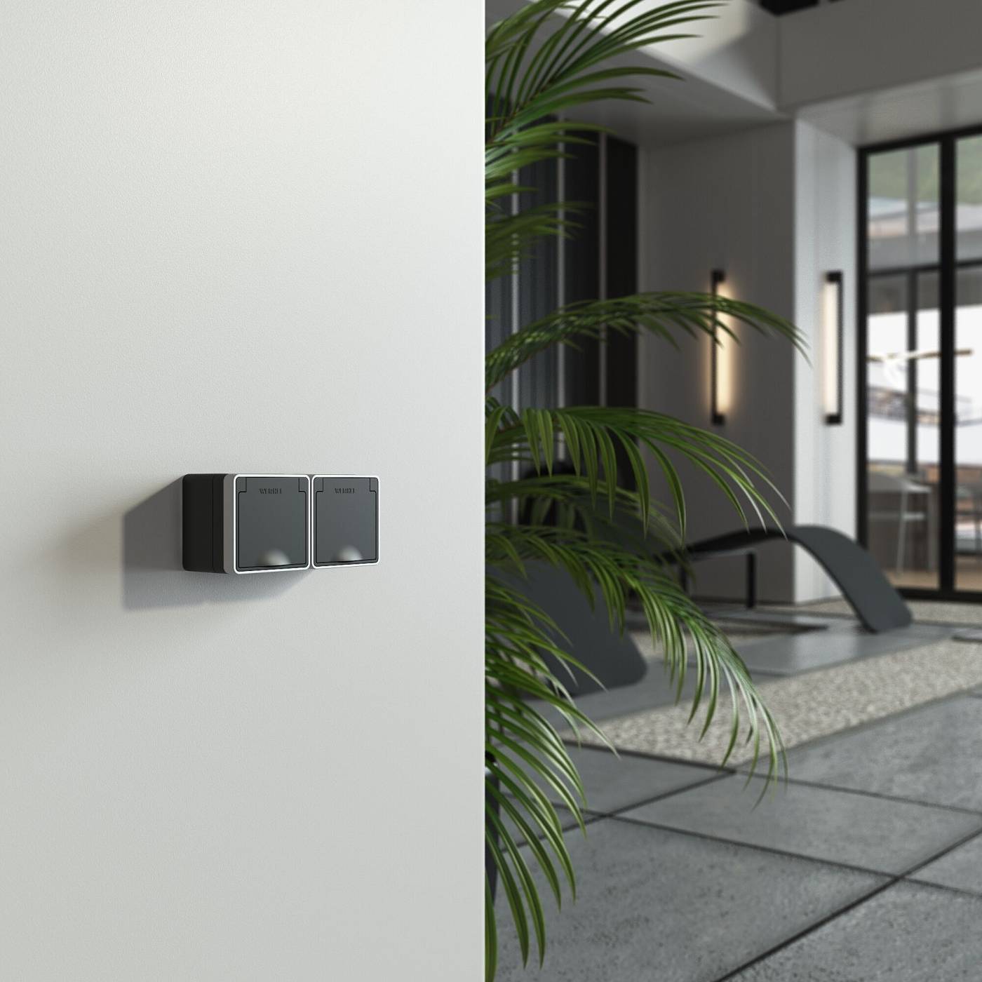 Розетка Werkel W5071234/ Розетка влагозащ. с зазем. с защит. крышкой и шторками Gallant (черный с серебром)