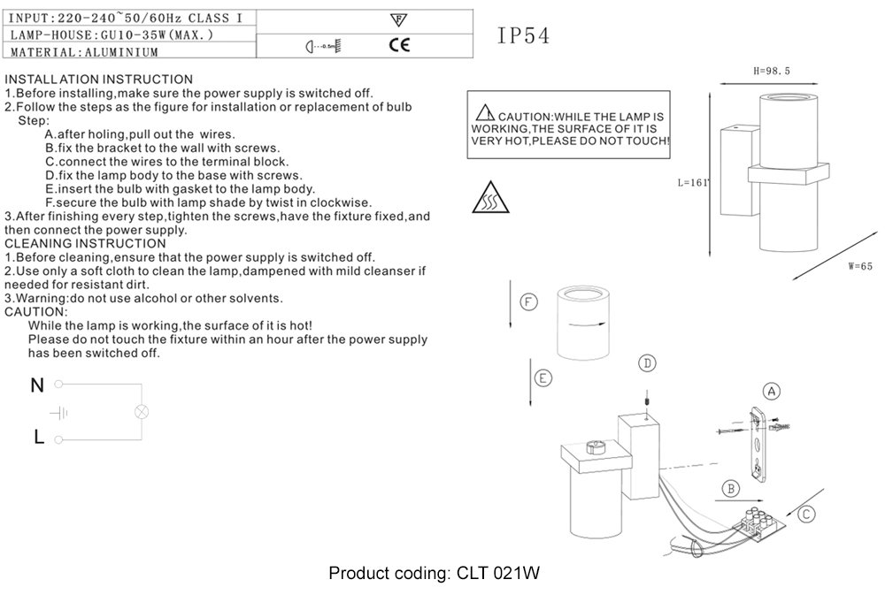 CLT 021W WH Настенный светильник Crystal Lux Clt 021 CLT 021W WH