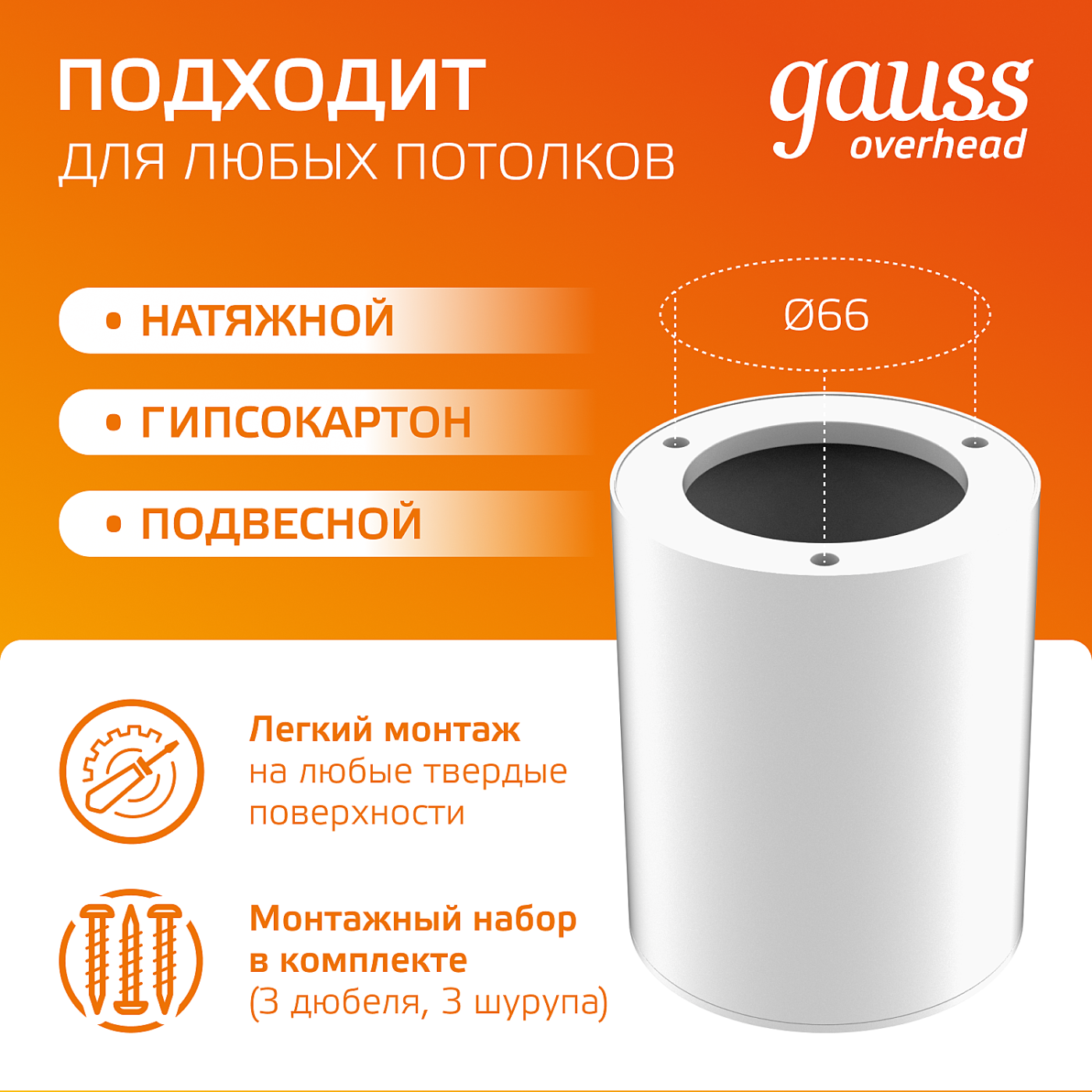 HD030 Накладной светильник Gauss HD030