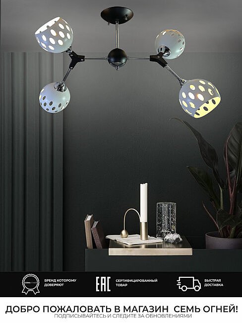 Потолочная люстра Wedo Light Berta WD3564/4C-BK-CR-WT